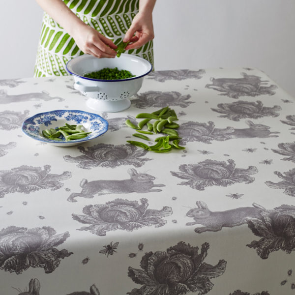 Grey Rabbit and Cabbage oilcloth