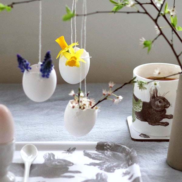 Thornback & Peel Easter Hanging egg-shell vases & rabbit mug